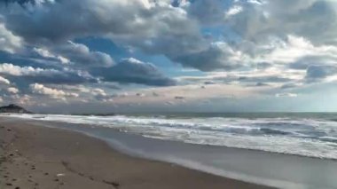 sea filmed on a drone in the sunset