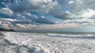 sea filmed on a drone in the sunset