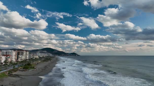 Strand Een Sterke Storm — Stockvideo