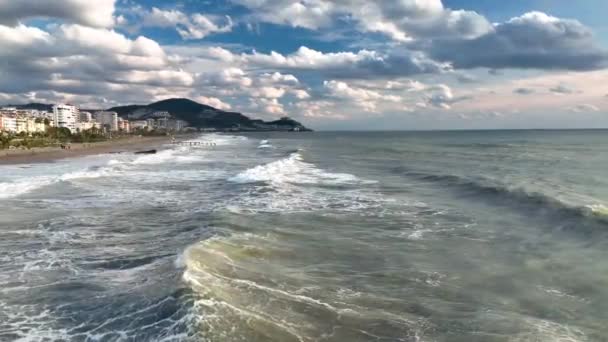 Море Зняте Дроні Під Час Заходу Сонця — стокове відео