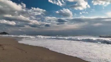 sea filmed on a drone in the sunset