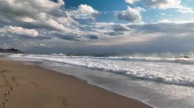 sea filmed on a drone in the sunset