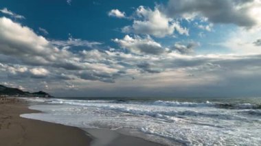 sea filmed on a drone in the sunset