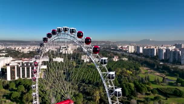 Ferris Wheel Antalya Turkey Aerial View — Stock Video