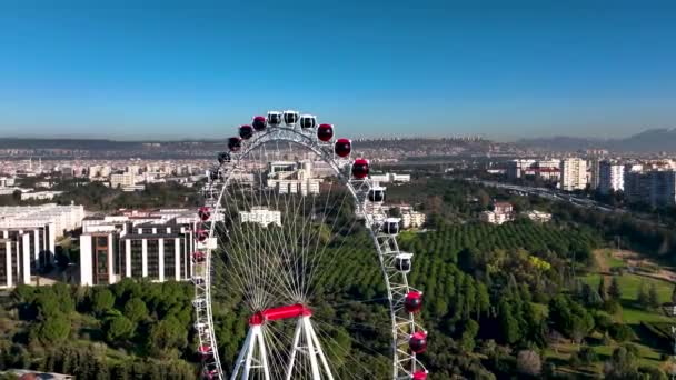 Ferris Wheel Antalya Turkey Aerial View — Αρχείο Βίντεο