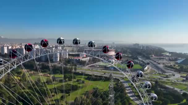 Ferris Wheel Antalya Turkey Aerial View — Stock video