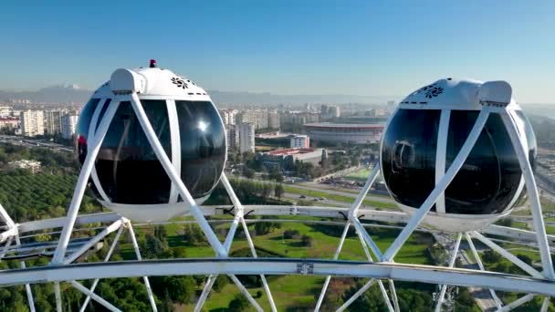 Rueda Ferris Antalya Turquía Vista Aérea — Vídeo de stock