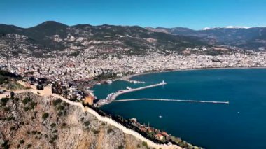Alanya Castle Alanya Kalesi Aerial View of Mountain and City Turkey