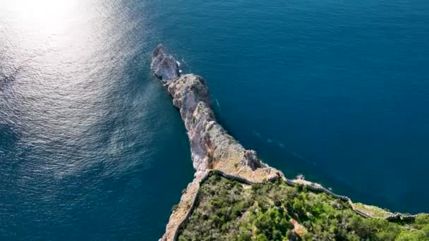 Alanya Castle Alanya Kalesi Aerial View Mountain City Turkey — Stock Video