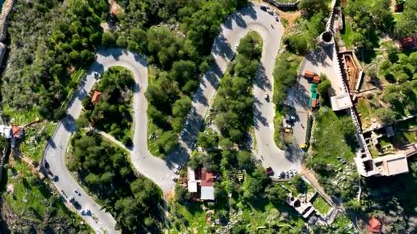 Alanya Castle Alanya Kalesi Aerial View Mountain City Turkey — Stock video