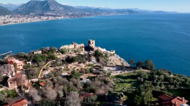 Alanya Castle Alanya Kalesi Aerial View of Mountain and City Turkey