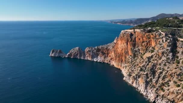 Alanya Castle Alanya Kalesi Aerial View Mountain City Turkey — 비디오