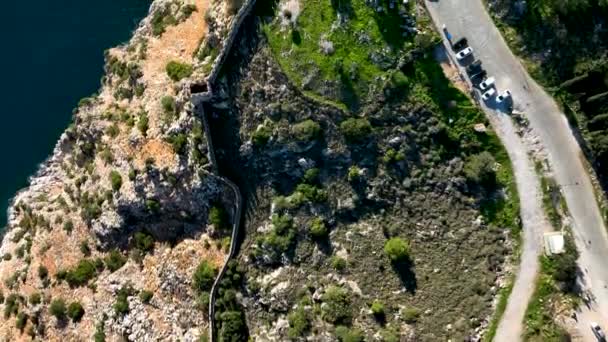 Alanya Castle Alanya Kalesi Aerial View Mountain City Turkey — стокове відео