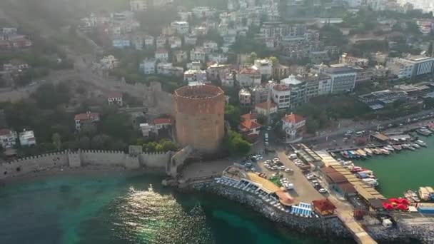 Alanya Castle Alanya Kalesi Aerial View Mountain City Turkey — Video