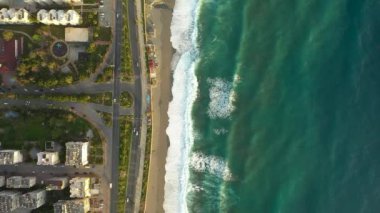 Storm at sea filmed on a drone in the sunset