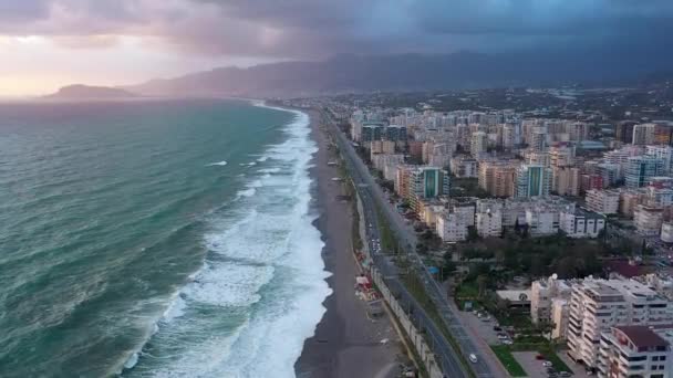 Ισχυρή Καταιγίδα Στη Θάλασσα Τουρκία Alanya — Αρχείο Βίντεο