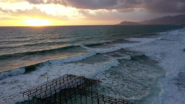 Forte Tempesta Nel Mare Turchia Alanya — Video Stock