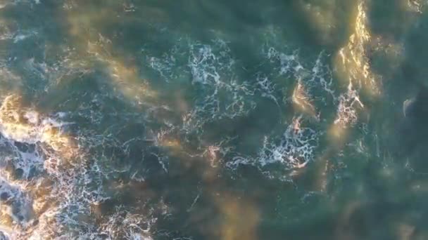 Storm Sea Filmed Drone Sunset — Vídeo de Stock