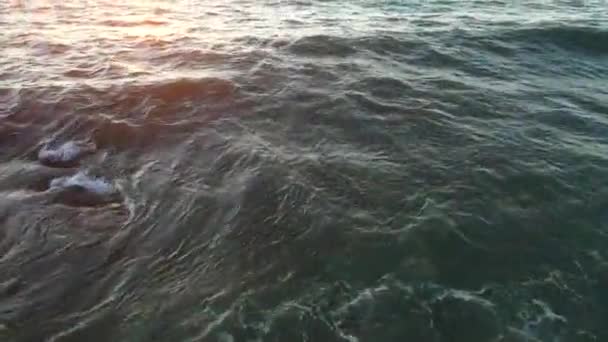 Storm Sea Filmed Drone Sunset — Wideo stockowe