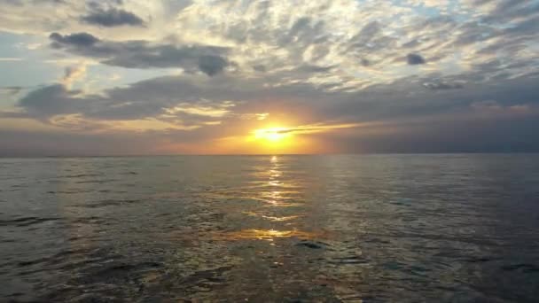 Zeegezicht Bij Zonsondergang Dag Antenne Onderzoek — Stockvideo