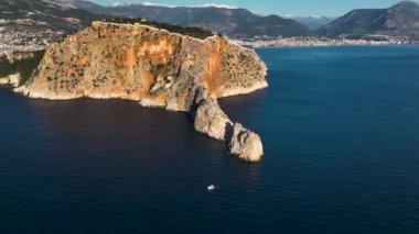 sea filmed on a drone in the sunset