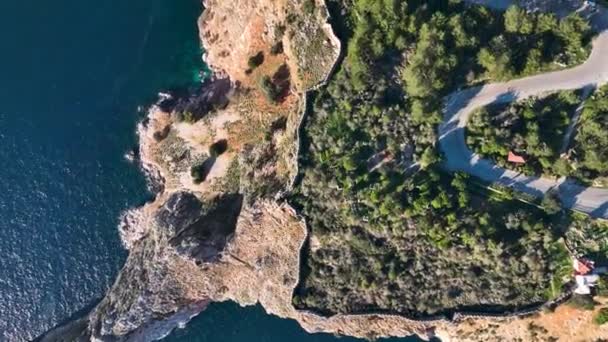 Alanya Castle Alanya Kalesi Aerial View Mountain City Turkey — 비디오