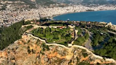 Alanya Castle Alanya Kalesi Aerial View of Mountain and City Turkey