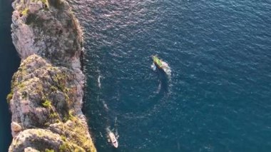 sea filmed on a drone in the sunset