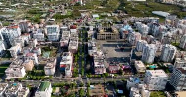 Sunset over the sea flew away on a drone in the sun