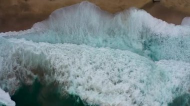 Storm at sea filmed on a drone in the sunset