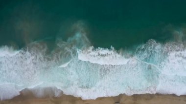 Storm at sea filmed on a drone in the sunset