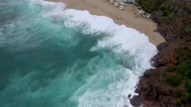 Storm at sea filmed on a drone in the sunset