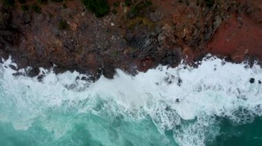 Storm at sea filmed on a drone in the sunset