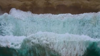 Storm at sea filmed on a drone in the sunset