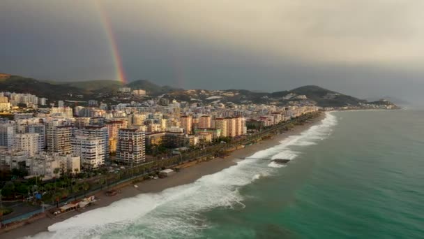 Rainbow Sea City Aerial Shooting — Stock Video