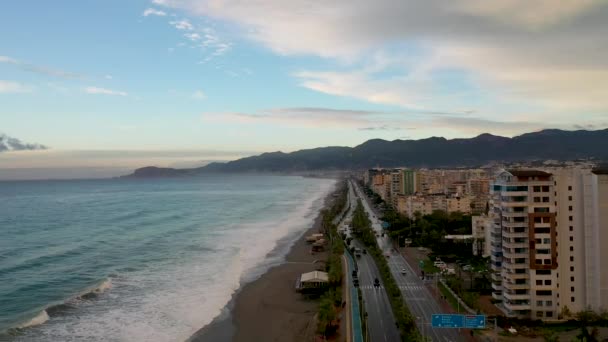 Storm Sea Filmed Drone Sunset — Wideo stockowe