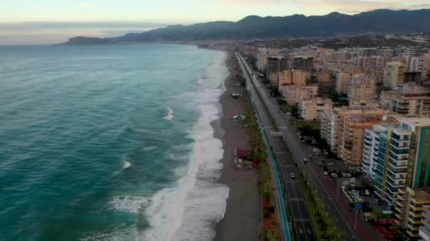 Storm Sea Filmed Drone Sunset — kuvapankkivideo