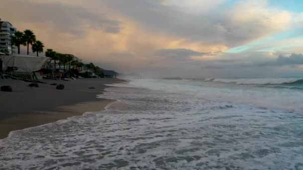 Storm Sea Filmed Drone Sunset — ストック動画