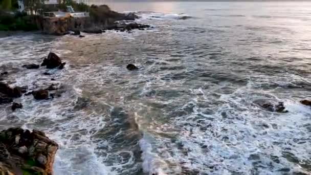 Storm Sea Filmed Drone Sunset — Vídeo de Stock