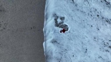Storm at sea filmed on a drone in the sunset