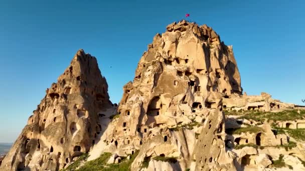 Turkey Drone Flying Amazing Rock Formations Fabulous Landscape — Stock Video