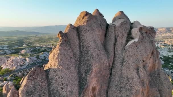 Turkey Drone Flying Amazing Rock Formations Fabulous Landscape — Stock Video