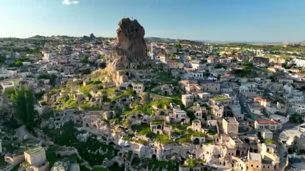 Drone Volando Sobre Increíbles Formaciones Rocosas Fabuloso Paisaje Capadocia Popular — Vídeos de Stock