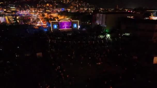 Lidé Anténním Zobrazení Konsertu Letecký Pohled — Stock video