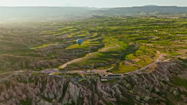 Vue Aérienne Ballons Air Chaud Célèbre Ville Cappadoce Turquie — Video