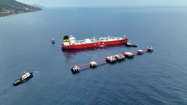 Petrolero Gas Vista Aérea Mar Turquía Alanya — Vídeos de Stock
