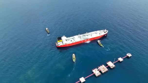 Газовый Танкер Видом Море Турция Аланья — стоковое видео