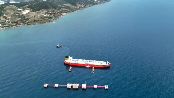 Gastankfartyg Seglar Till Havs Flygfoto Turkiet Alanya — Stockvideo