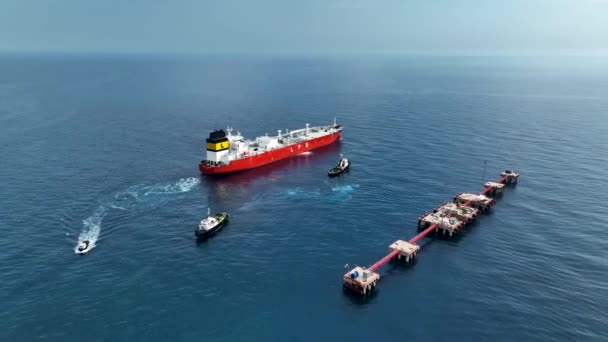 Gas Tanker Sails Out Sea Aerial View Turkey Alanya — Stock Video