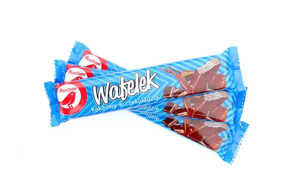 Kharkov Ucrânia Janeiro 2021 Wafelek Chocolate Wafer Product Auchan French — Fotografia de Stock